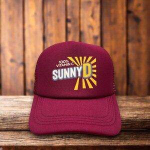 Sunny D Delight Mens Trucker Hat Maroon Vintage Logo Food And Drink Baseball Cap